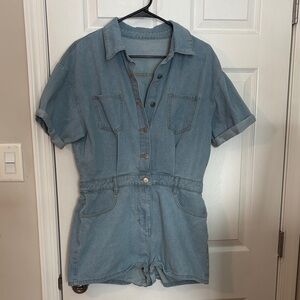 SHEIN Denim Short Sleeve Romper